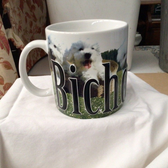 PRECIOUS Large White Mug Cup Americaware 2014 BICHON FRISE Dog Color Photo - Picture 7 of 10